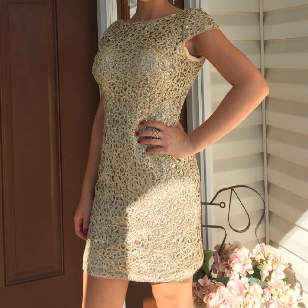 Beaded Gold Homecoming Dress